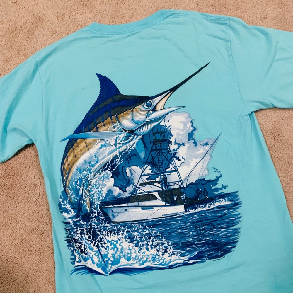 Turquoise Guy Harvey Pocket T-shirt